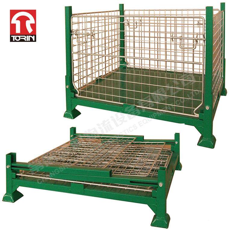 常熟通润供应铁仓制折叠转笼金属631料箱金钢制仓储折周叠网箱属
