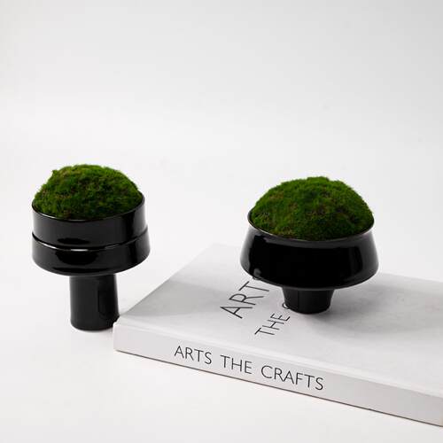 现代新中式永生仿真苔藓绿植盆景黑色小杯型创意摆件桌面样板间