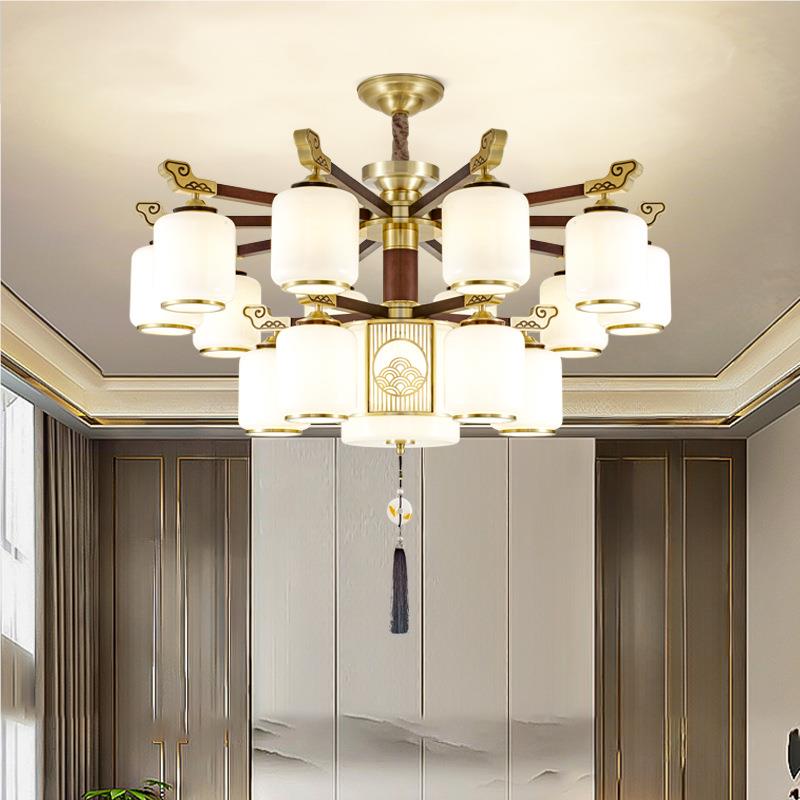 新中全254铜客吊灯中风自建房别墅楼中楼大吊灯朝下国款式创意厅