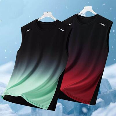 Mens 5Pcs Tank Top Sports Running Fitness Outdoor Gradient