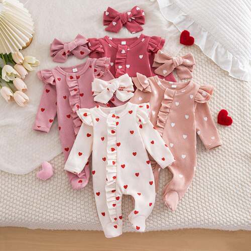 Ready Stock Baby Girl 2-Piece Outfit 3D Floral Embroidery