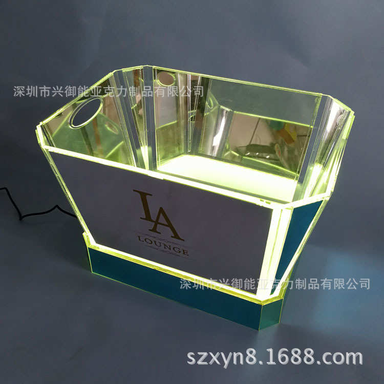 亚克力LED七彩亚克力发光冰桶,亚克力有机玻璃发光定制冰桶
