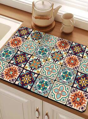 硅藻泥杯垫欧式古典家用碗盘防烫隔热垫厨房台面沥水垫餐具吸水垫