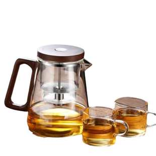 茶壶可电陶炉加热耐高温耐热可过滤加厚家用高硼硅玻璃茶壶 按压式