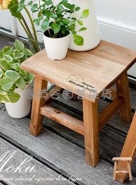 户小外花园实木圆27972凳子高凳花复古做旧矮凳架置物架日方式风