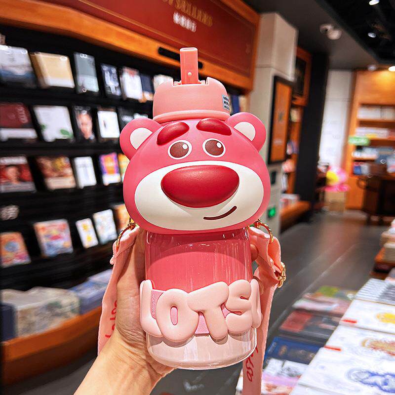 艾可思草莓熊保温杯女生可爱带吸管水杯2026新款女高颜值便携杯子