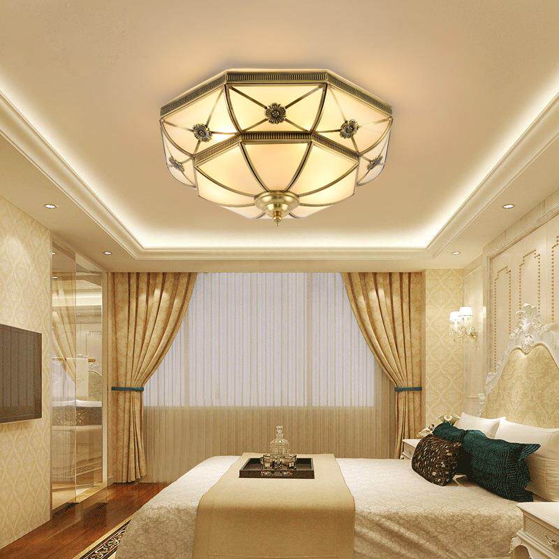 铜灯门厅灯过道灯饰全铜半吸顶灯阳台灯欧式焊锡灯具卧室灯书房灯