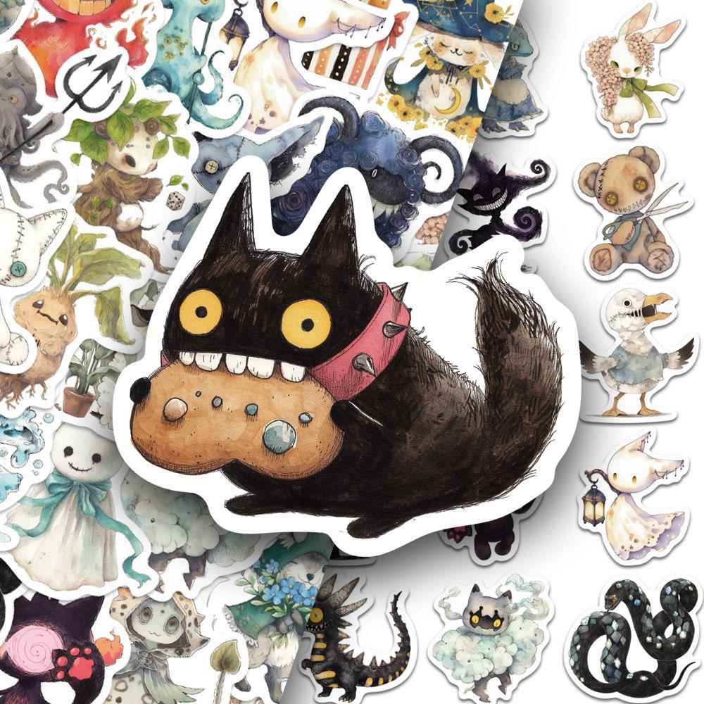 100张荒诞的童话妖怪贴纸卡通创意手账手机壳笔记本装饰防水贴画