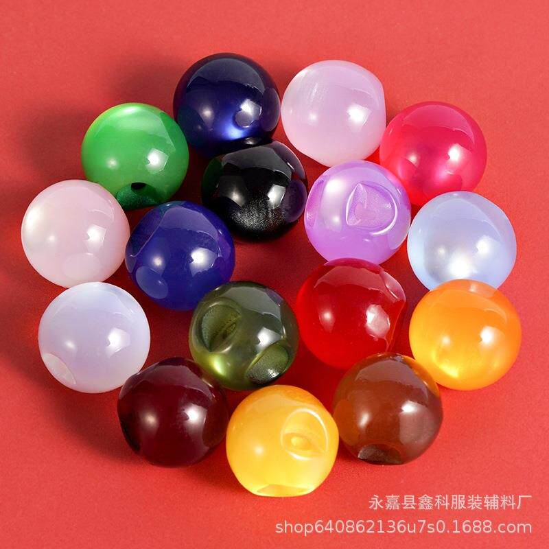 珠子圆珠旗袍盘扣珠子复古唐装玉石珠光扣子汉服圆形偏孔珍珠纽扣