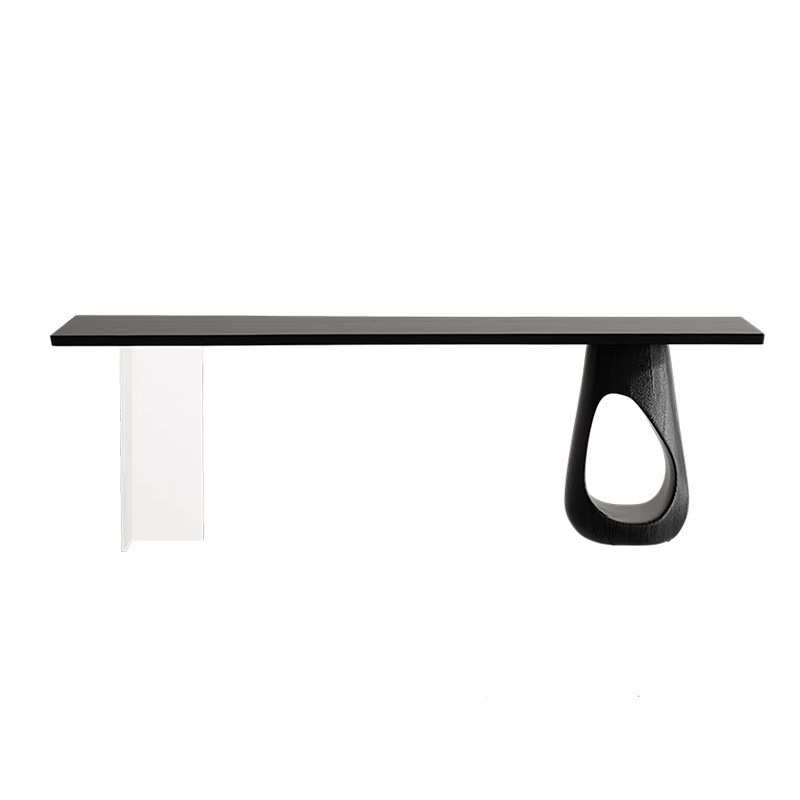 侘寂风实木茶桌全套民宿酒店接待创意泡茶桌子白蜡木碳化黑色茶台