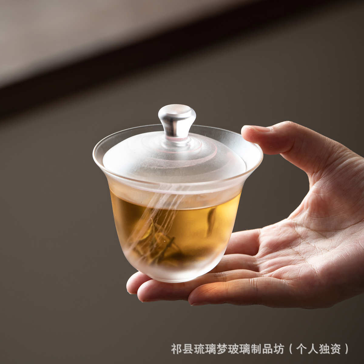 日式琉璃气泡盖碗家用简约玻璃泡茶碗功夫茶具二才泡茶茶杯批发