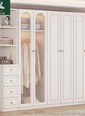 室奶油风实木DEH柜家卧简约用现代轻奢储衣物柜子组合小户型收纳