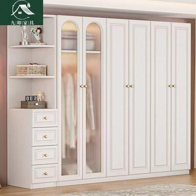 奶衣油实木衣柜家用SXW室简约现代风轻奢储物柜子组合小卧户型收