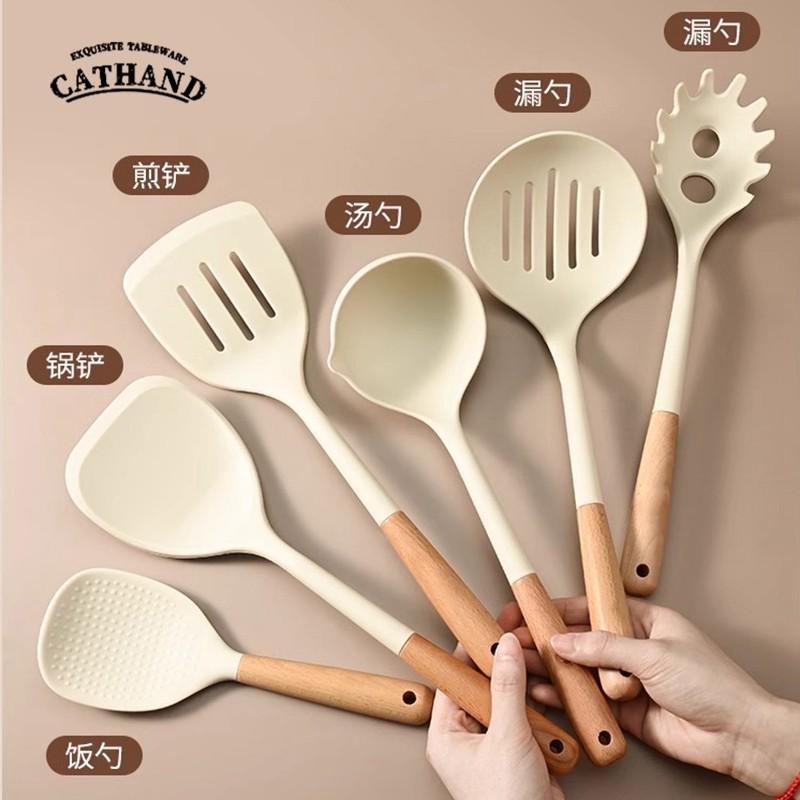 CATHAND硅胶锅铲不粘锅专用铲子家用食品级耐高温厨具套装铲勺木