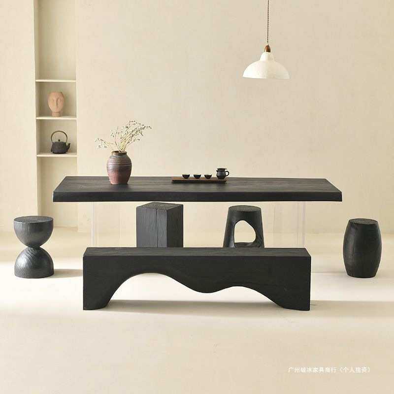 原木碳化黑茶桌椅组合家居实木大板茶台侘寂风民宿休闲商用茶几桌,住宅家具,家用茶台/茶桌,淘宝优惠券,粉丝福利购,淘宝优惠卷