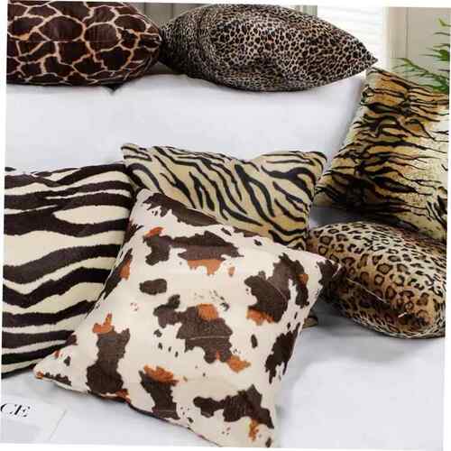短毛绒豹纹动物纹虎纹家居印花毛绒沙发靠枕套 pillow cover case
