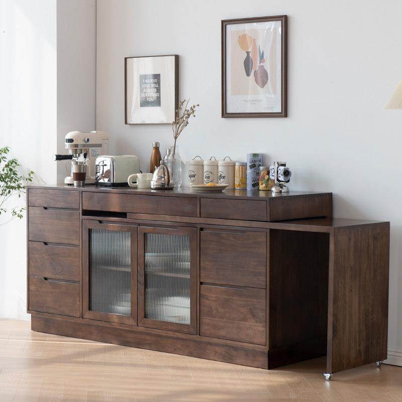 北欧实木餐边柜餐桌一体伸缩饭厅柜酒水柜折叠可旋转组合餐桌柜子,住宅家具,餐边柜,淘宝优惠券,粉丝福利购,淘宝优惠卷