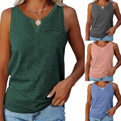 Women's vest collar pocket plus size top