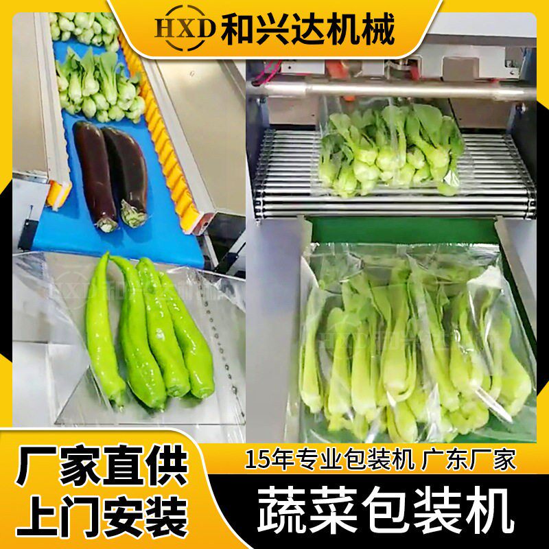 全自动蔬菜包装机菜心瓜果套袋打包机450果蔬装袋打孔枕式包装机