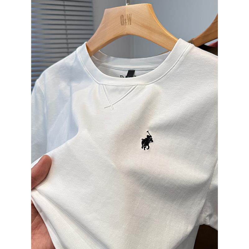 韩国专柜高端短袖t恤男纯棉刺绣百搭圆领打底衫夏季宽松休闲男装