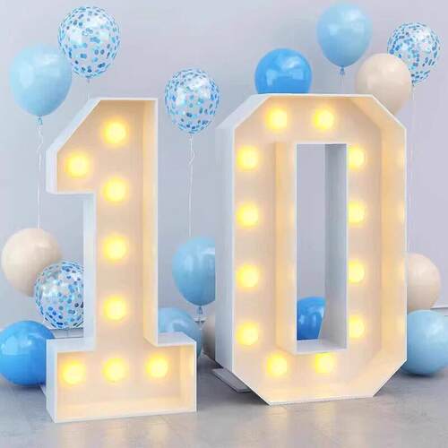 宝宝儿童生日数字气氛灯KT板数大号字气球10周岁装饰LED立体灯牌