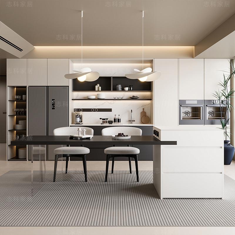 M&岛台餐桌一体现代简约岩板轻奢导台小户型厨房家用悬浮中岛