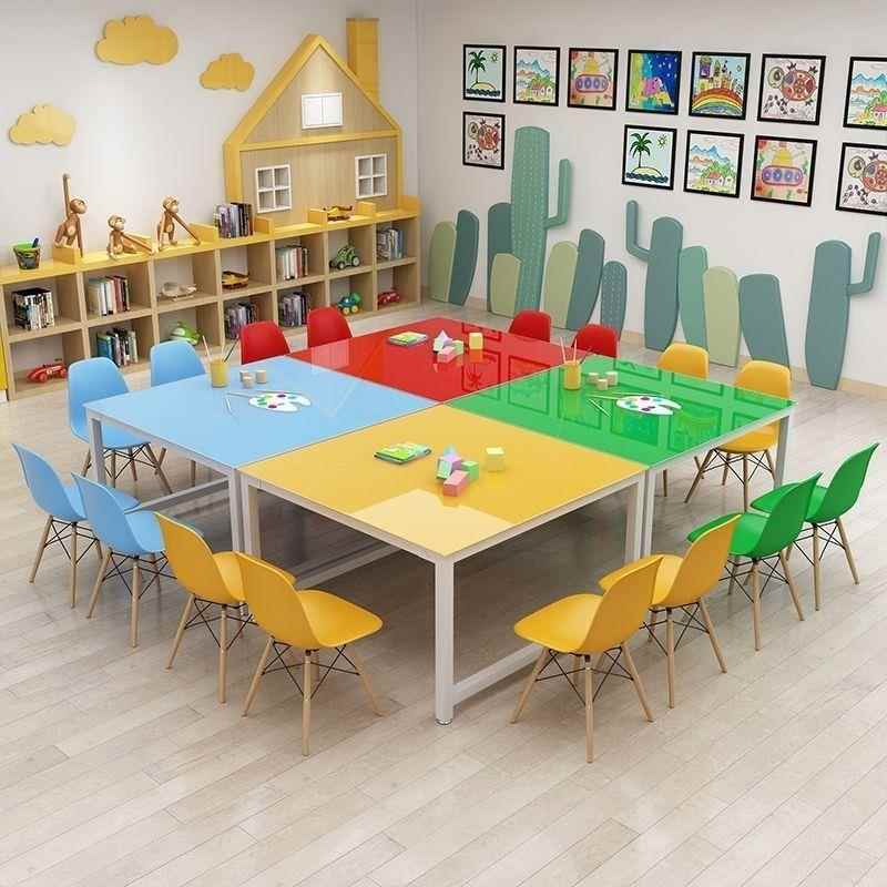 幼儿园绘画桌儿童拼画CD453582画学生课桌椅美术教室桌子接工桌手