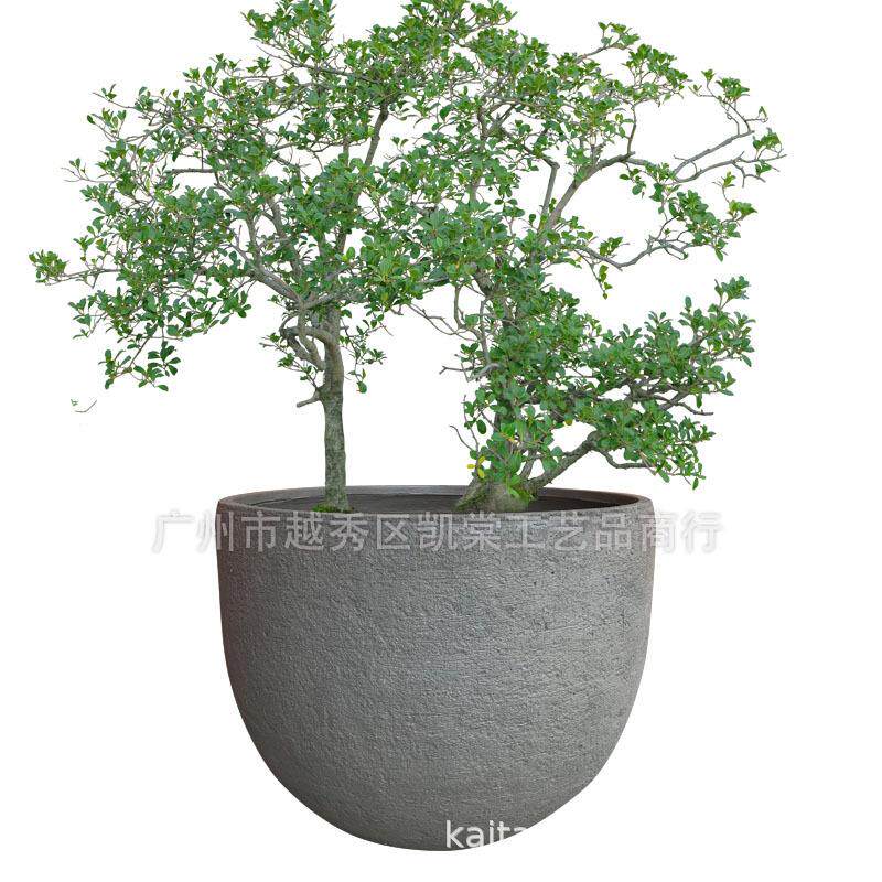现代简约圆形水泥种植花盆室内户外庭院花园别墅绿植设计景观摆设