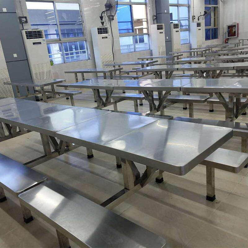 学生钢食桌堂餐泰鑫方不锈桌椅组合员工餐桌椅四人位户外连体长形