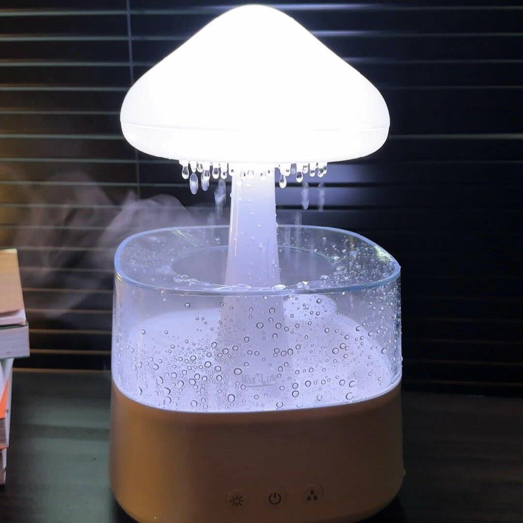 云朵下雨加湿器家用蘑菇雨滴香薰机空气雾化氛围感雨声助眠氛围感