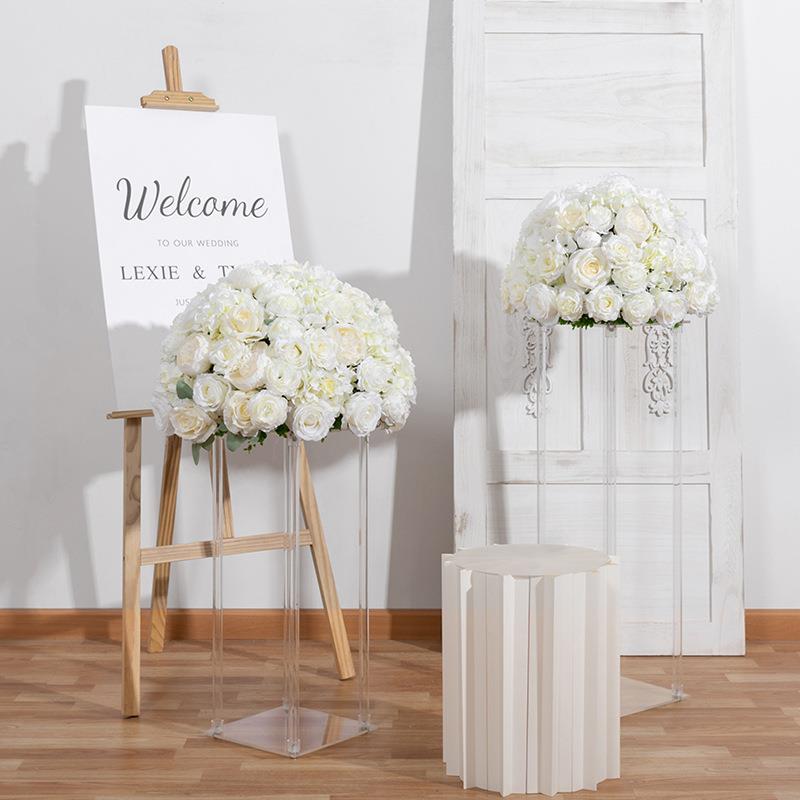 婚庆白色玫瑰花球商场橱窗展示花欧式草坪教堂户外婚礼布置路引花
