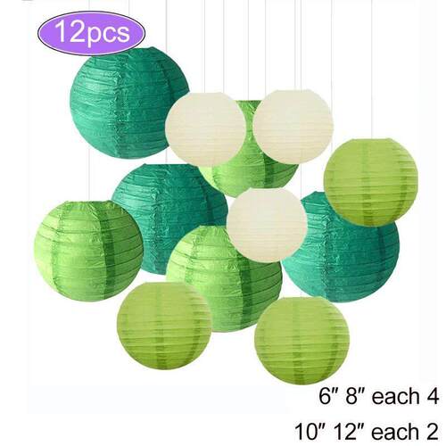 Chinese Paper Lantern Decoration Mix Size Green Purple Paper