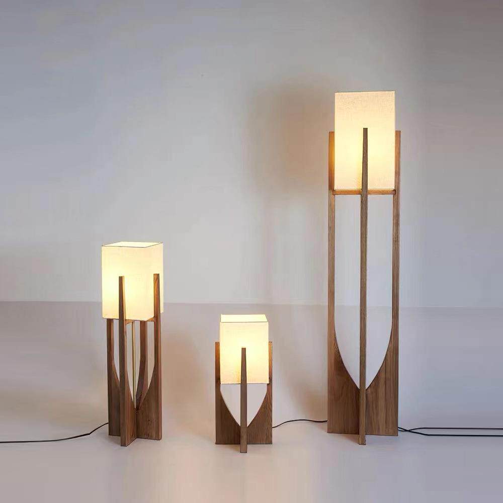 新中式实木灯饰落地灯酒店民宿卧室客厅沙发床边禅意实木立式台灯