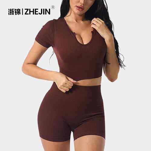 Yoga suit, fitness short sleeved shorts, outdoor sports