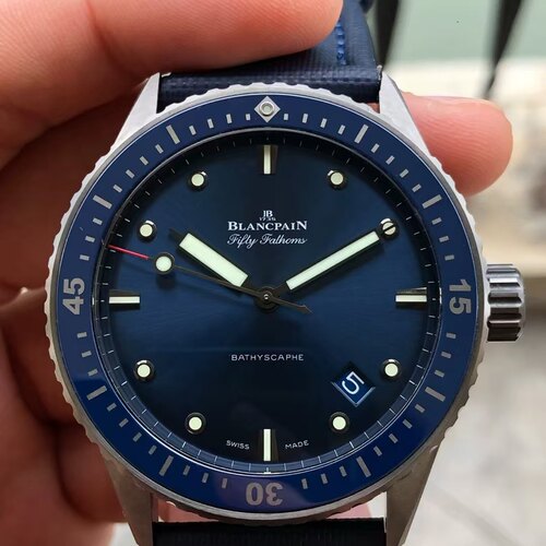 98新43.6mm宝珀五十噚陶瓷蓝盘5000-0240-O52A自动机械男表正品