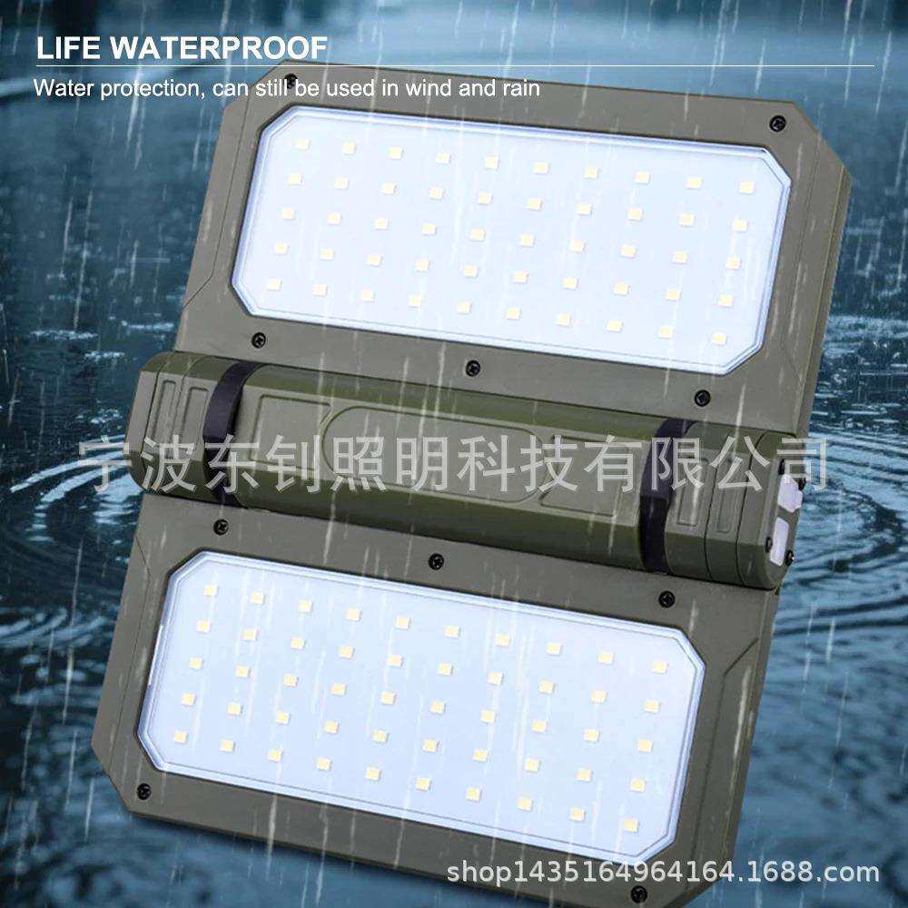 跨境新款户外led露营灯 可折叠太阳能充电野营灯地摊强吸工作灯