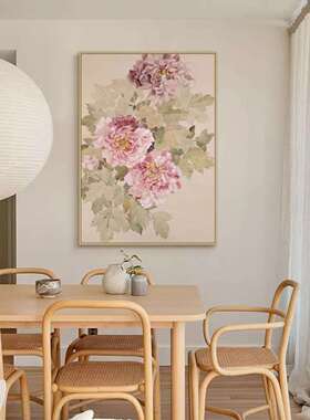 新中式牡丹花开客厅沙发装饰画古典玄关简约壁画花开富贵餐厅挂画