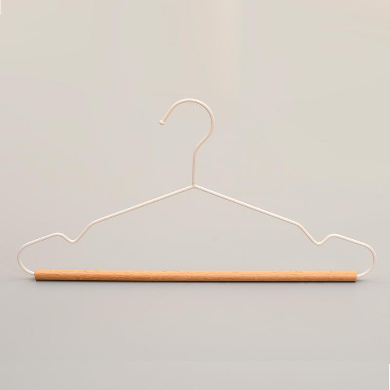 高档铁艺实木衣架简易榉装北欧风木白衣挂色架家用无痕衣撑服店专