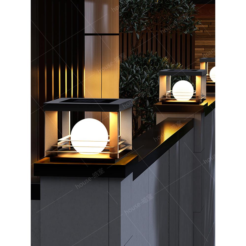 太阳能庭院柱头灯防水户外门头门柱别墅柱子墙头景观灯大门围墙灯