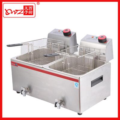 王子西厨油炸机HEF-12L-2台式双缸双筛电炸炉薯条机汉堡店设备