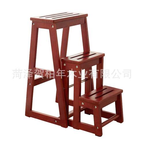 实木梯凳阶梯凳子家用高板凳两用换鞋凳多功能创意折叠凳楼梯椅子