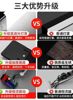 黑色led灯长条灯管店铺商用节能超亮一体化led日光灯工业风照明灯