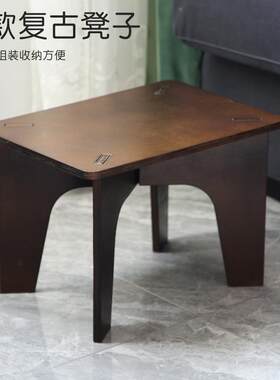 韩式简约凳子木质家用换鞋凳复古时尚小板凳现代客厅餐桌凳可