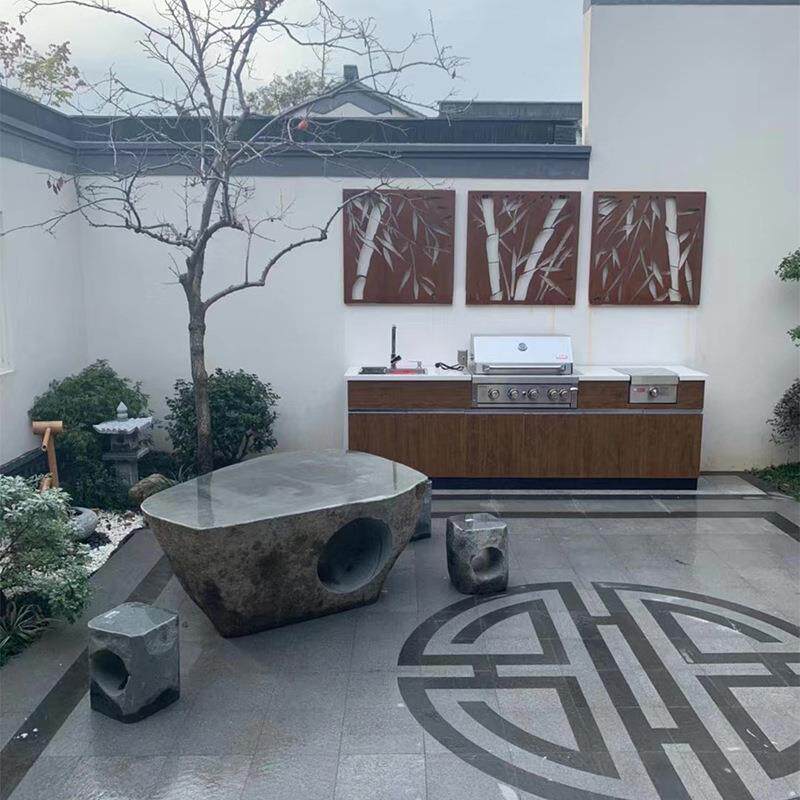 石桌石凳天然鹅卵石桌子户外庭院别墅花园休闲石材桌椅整石原石桌