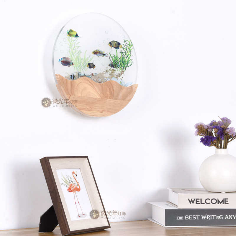 壁画灯卧室床头壁灯 现代简约LED装饰走廊新中式木客厅过道灯