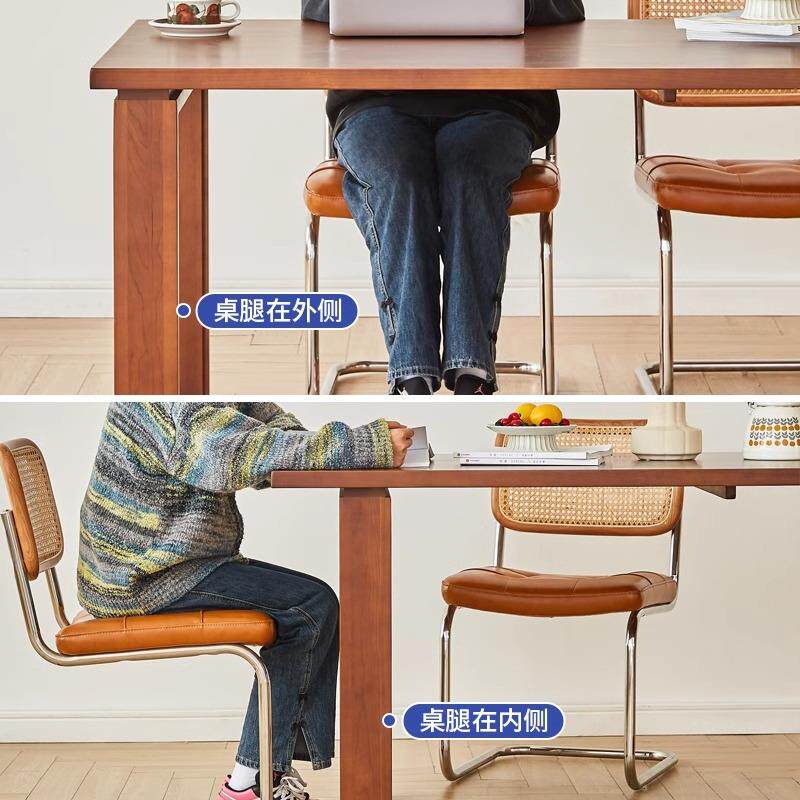 复古实木餐桌北欧日式饭桌家用多功能加厚长桌工作台樱桃木大板桌