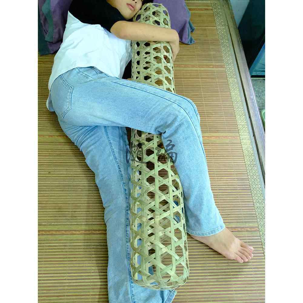 竹制手工竹制夏季卧室凉爽透气的床女孩睡腿腿长枕头