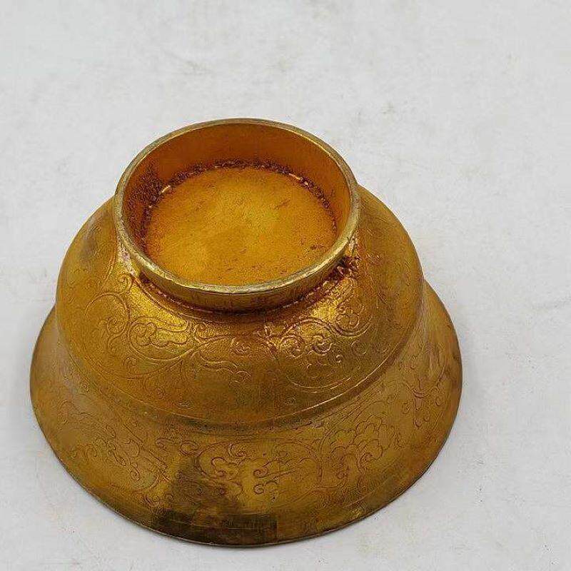 古董古玩仿古纯铜加厚鎏金杯子酒杯水杯茶杯文玩乡下收老物件