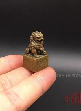 铜宅小狮子袖珍天道酬勤铜印章方形迷你小印章摆件铜器古玩微雕