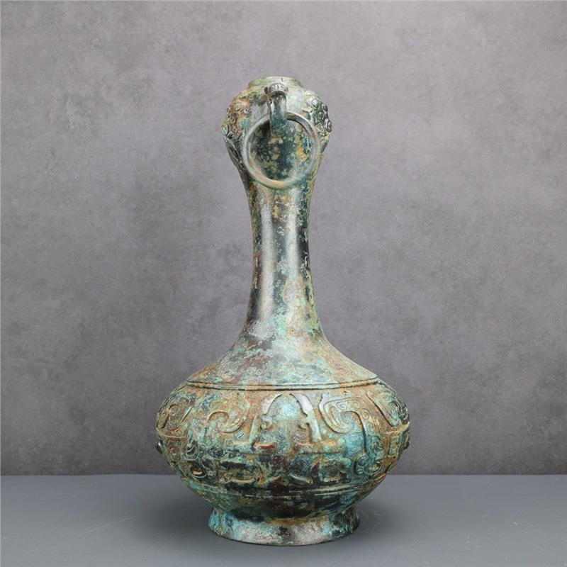 蒜头瓶链子瓶古青铜器博物馆古玩收藏制作青铜器铜祥德精工工艺
